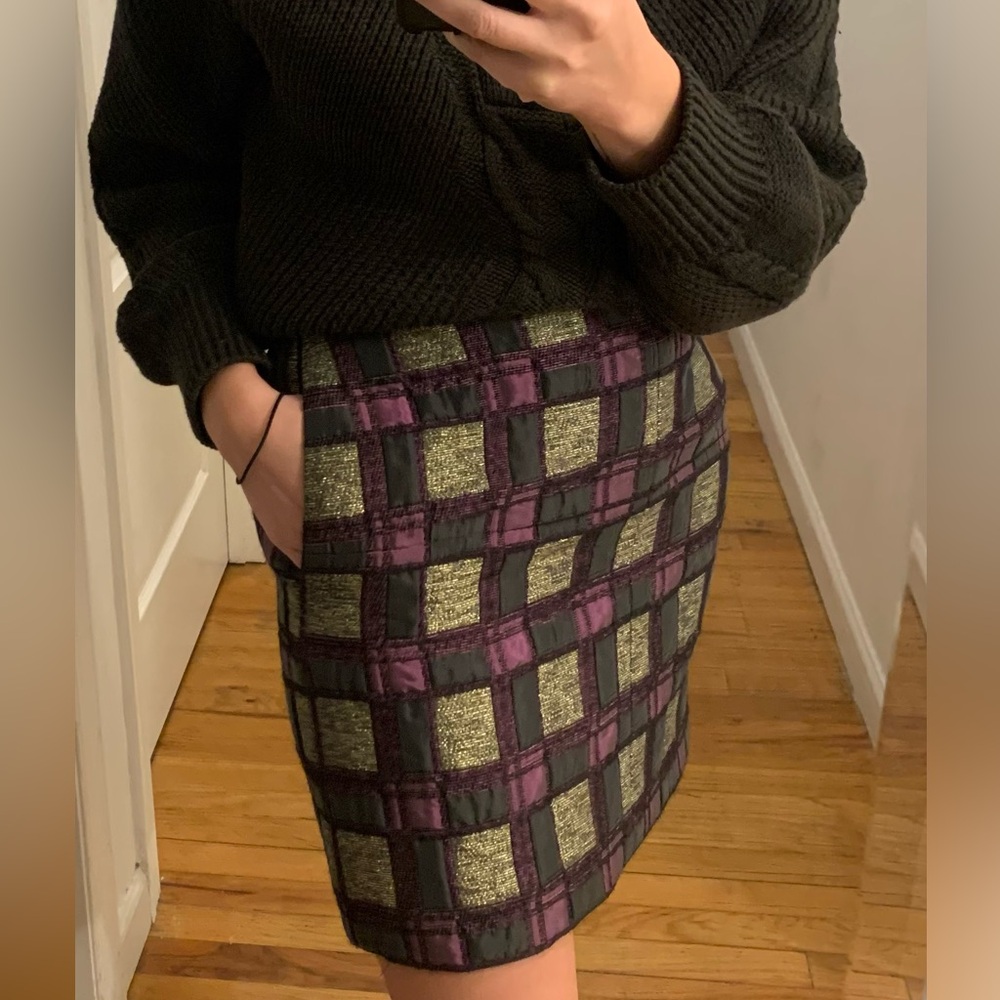 Marni metallic plaid wool mini skirt